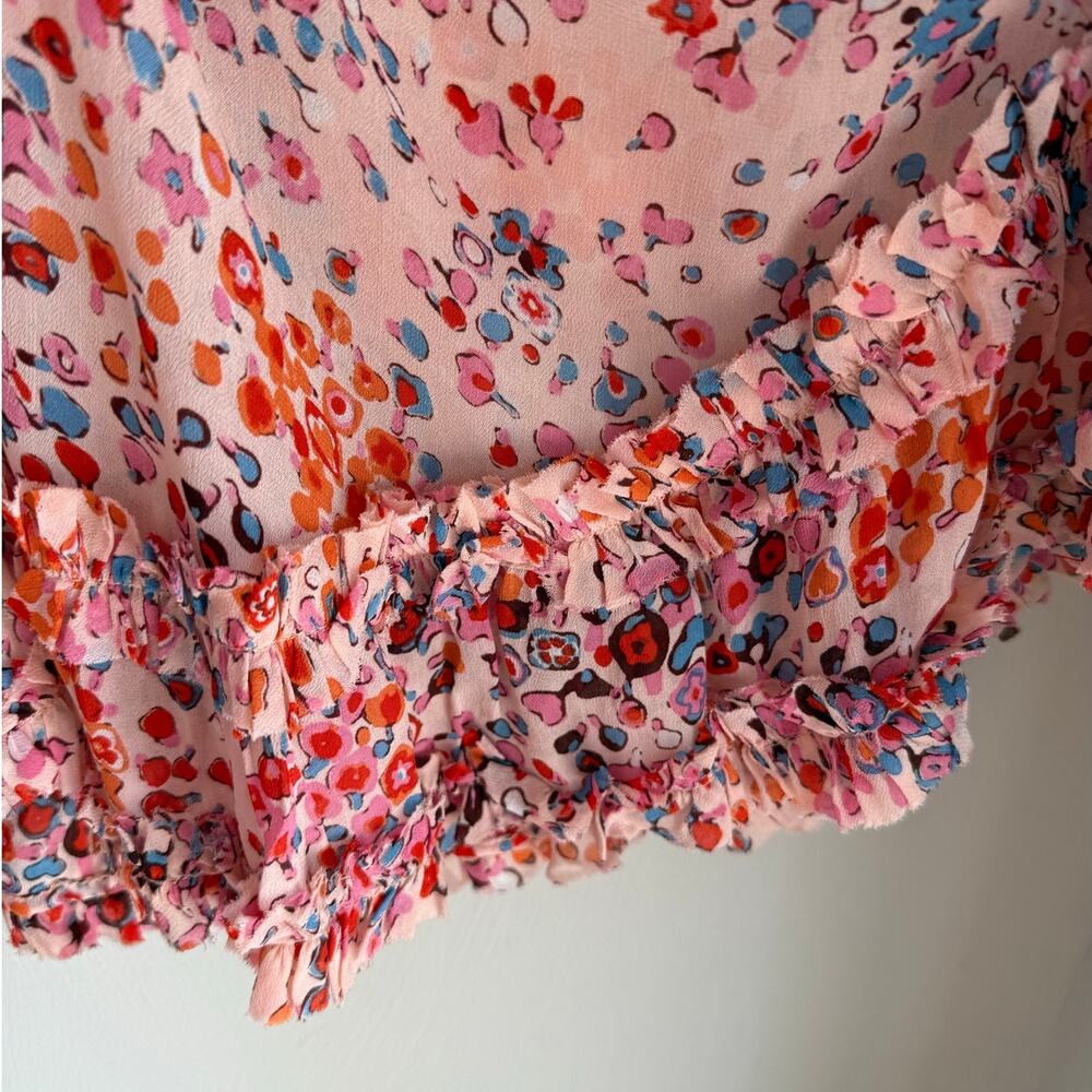 Coquette Mini Dress Poupette St. Barth Amber Women’s Small Ruffled Floral Pink - Picture 10 of 11